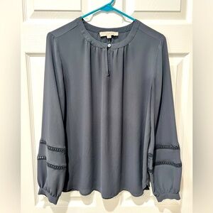 LOFT Navy Long Sleeve Blouse